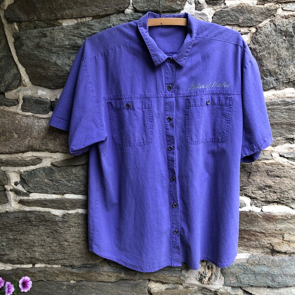 Ladies of Harley Purple Button Down Extra Large